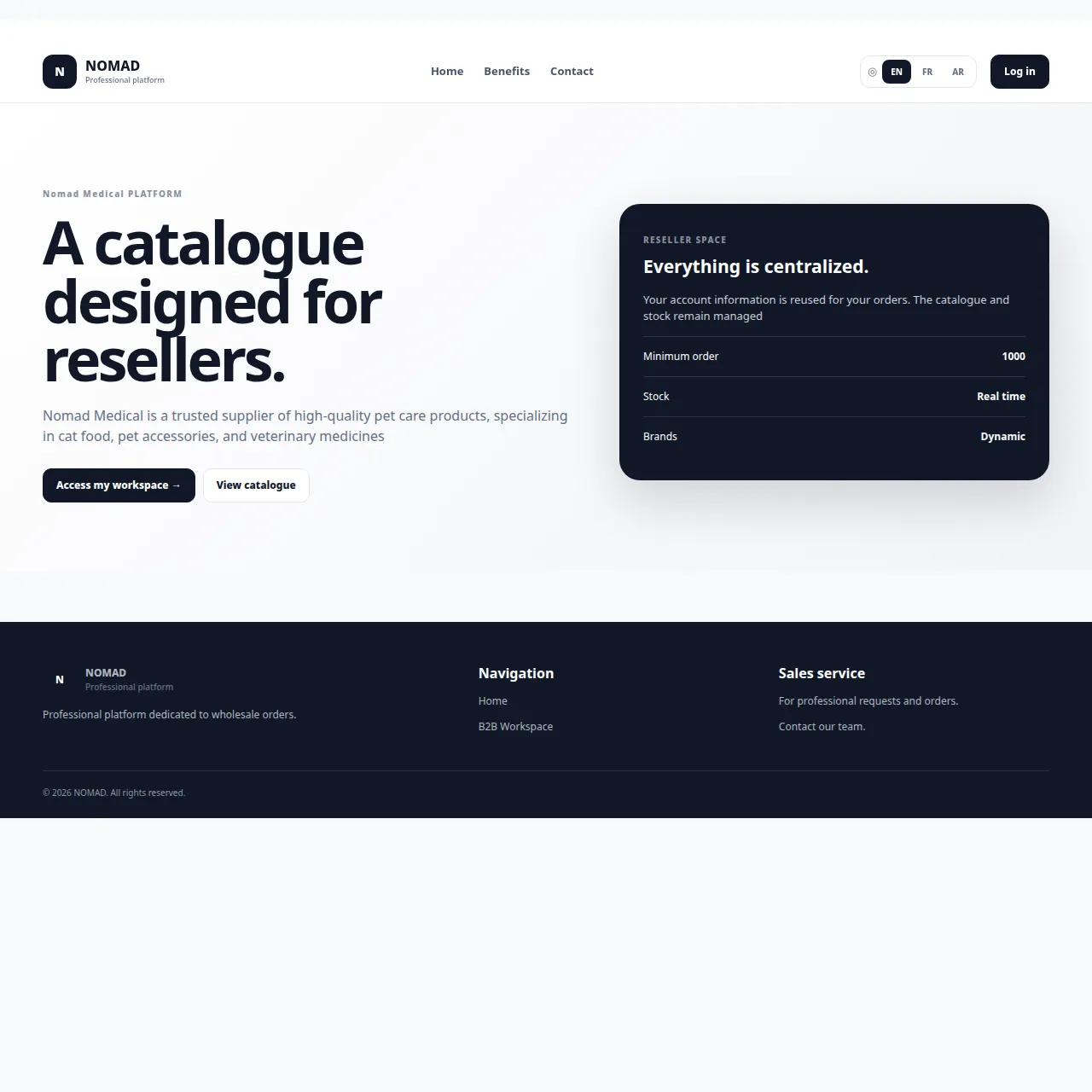 Nomad Medical — plateforme B2B Fluxos